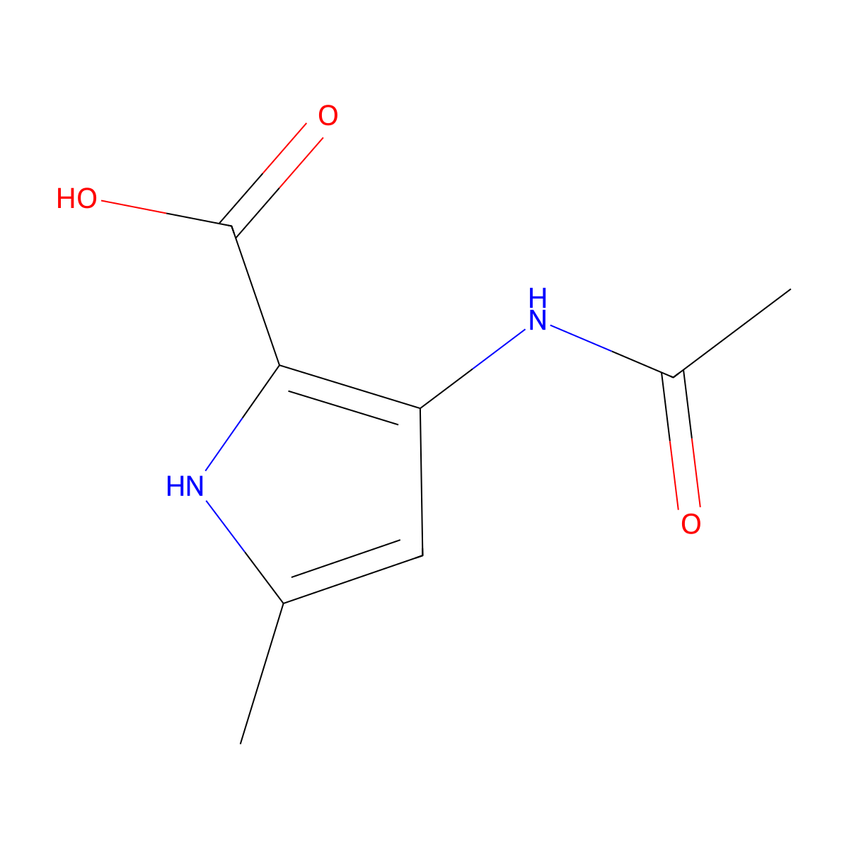 3-acetamido-5-methyl-1H-pyrrole-2-carboxylic acid molecular structure, CAS 1598088-36-8