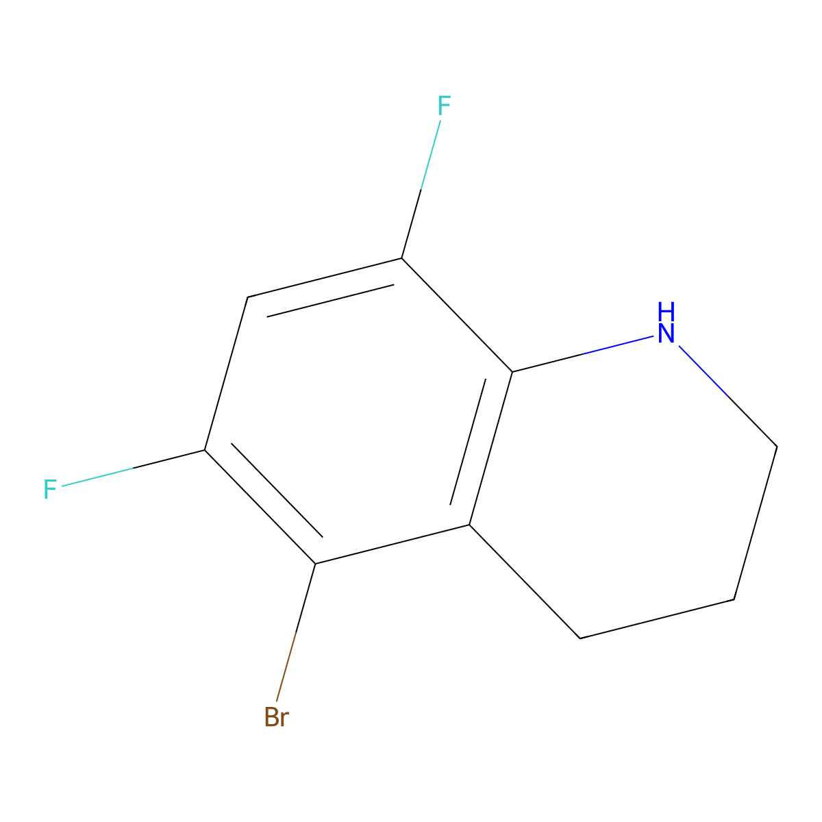 5-Bromo-6,8-difluoro-1,2,3,4-tetrahydroquinoline molecular structure, CAS 1598098-34-0