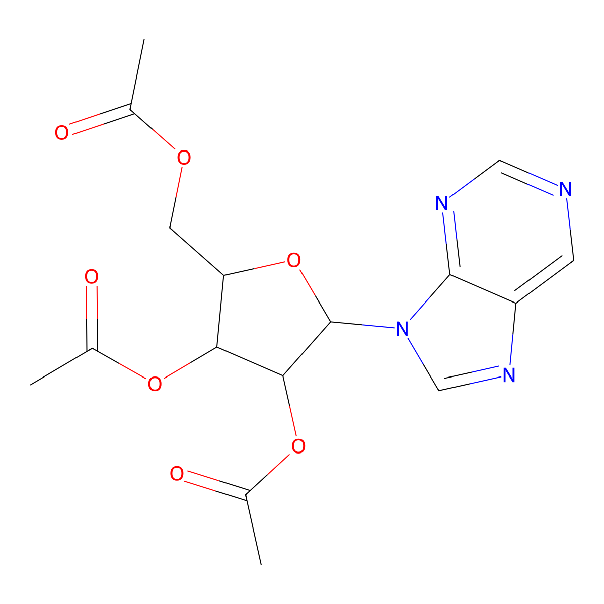 (3,4-Diacetyloxy-5-purin-9-yloxolan-2-yl)methyl acetate molecular structure, CAS 15981-63-2