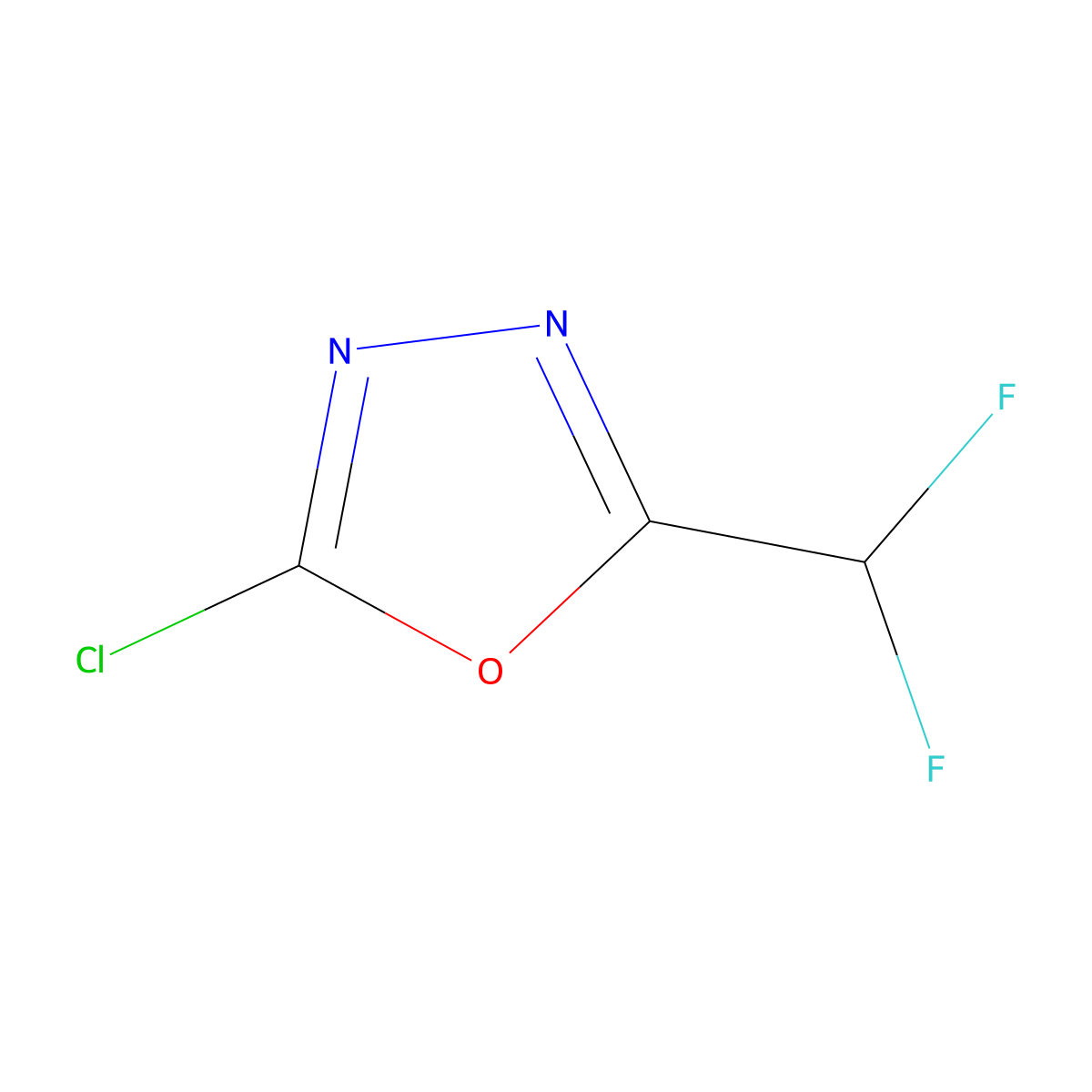 2-Chloro-5-(difluoromethyl)-1,3,4-oxadiazole molecular structure, CAS 1598101-73-5