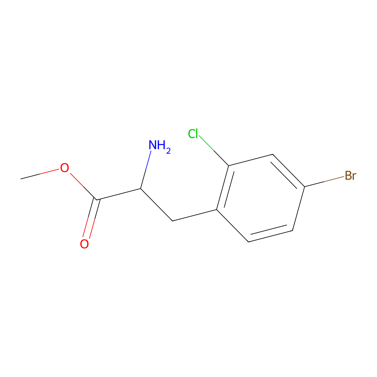 Methyl 2-amino-3-(4-bromo-2-chlorophenyl)propanoate molecular structure, CAS 1598128-78-9