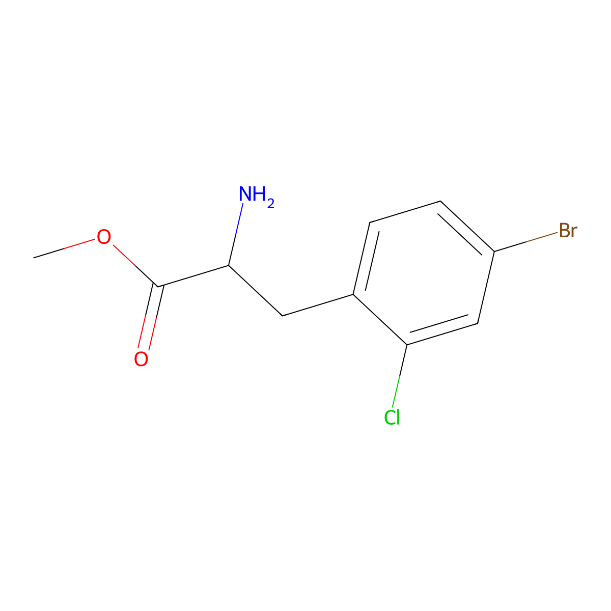 Methyl 2-amino-3-(4-bromo-2-chlorophenyl)propanoate molecular structure, CAS 1598128-78-9