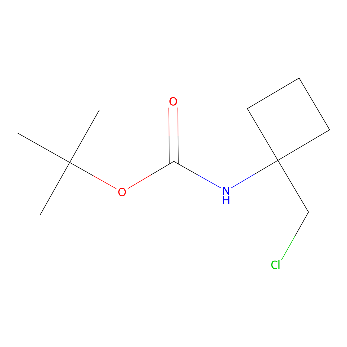 tert-butylN-[1-(chloromethyl)cyclobutyl]carbamate molecular structure, CAS 1598171-63-1