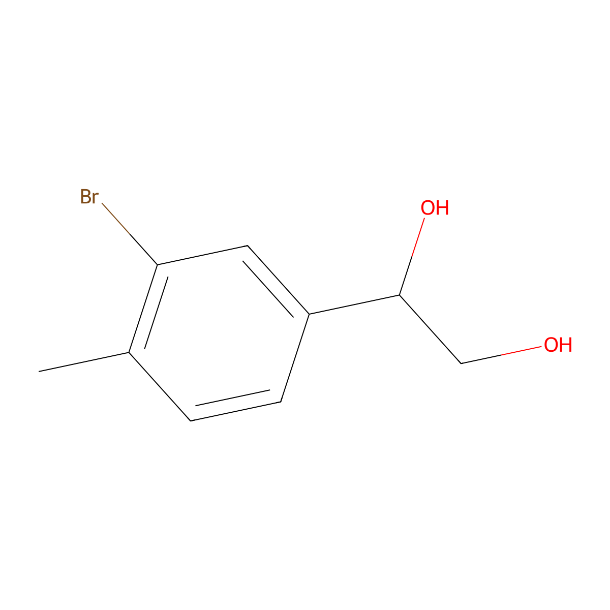1-(3-Bromo-4-methylphenyl)ethane-1,2-diol molecular structure, CAS 1598175-23-5