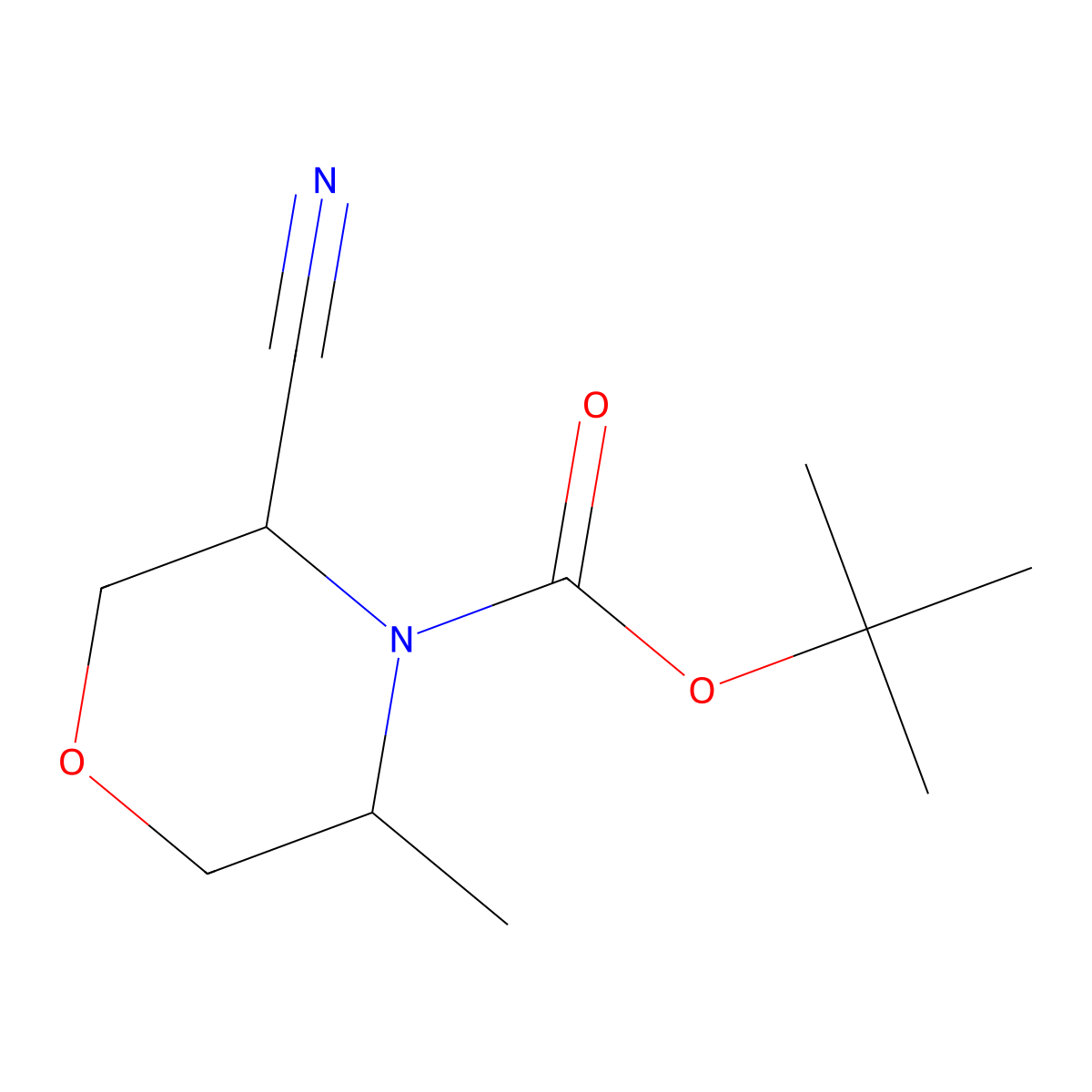 Tert-butyl 3-cyano-5-methylmorpholine-4-carboxylate molecular structure, CAS 1598179-95-3