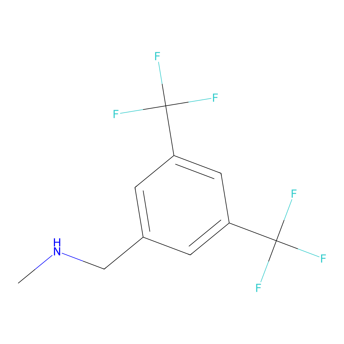 {[3,5-Bis(trifluoromethyl)phenyl]methyl}(methyl)amine molecular structure, CAS 159820-24-3
