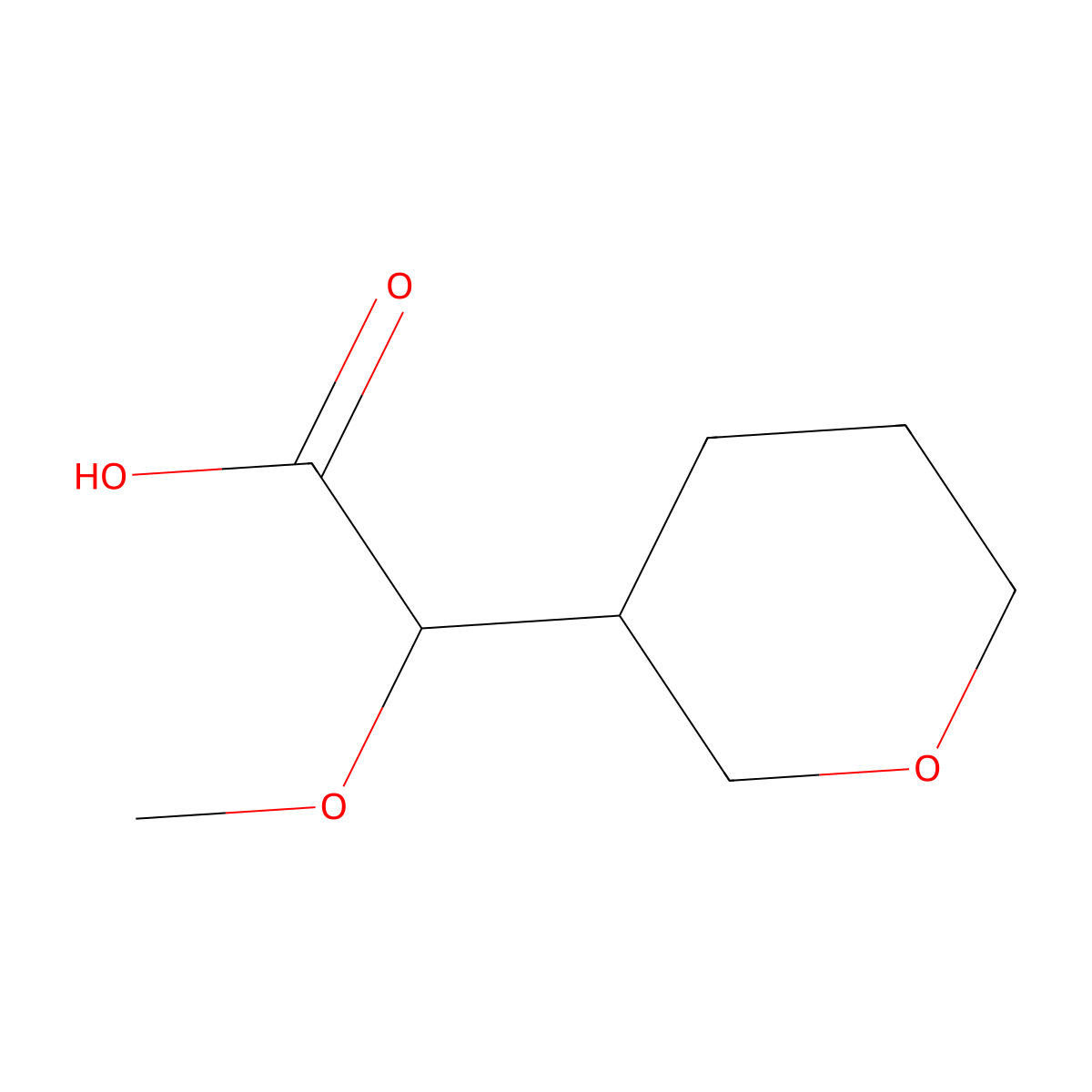 2-Methoxy-2-(oxan-3-yl)acetic acid molecular structure, CAS 1598212-47-5