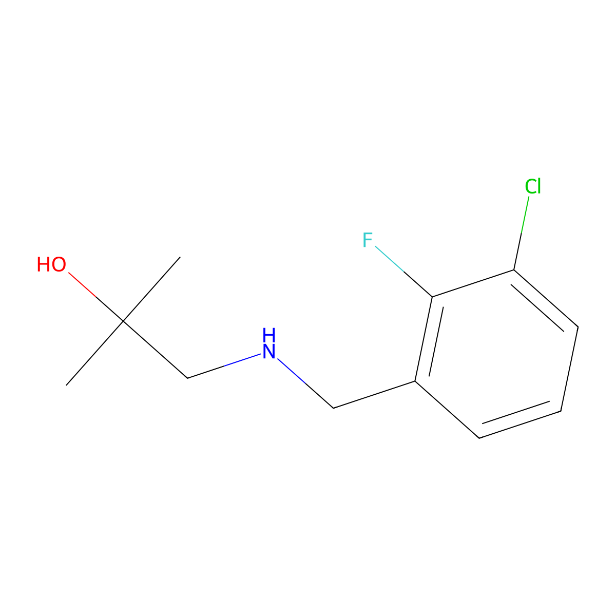 1-{[(3-Chloro-2-fluorophenyl)methyl]amino}-2-methylpropan-2-ol molecular structure, CAS 1598251-23-0
