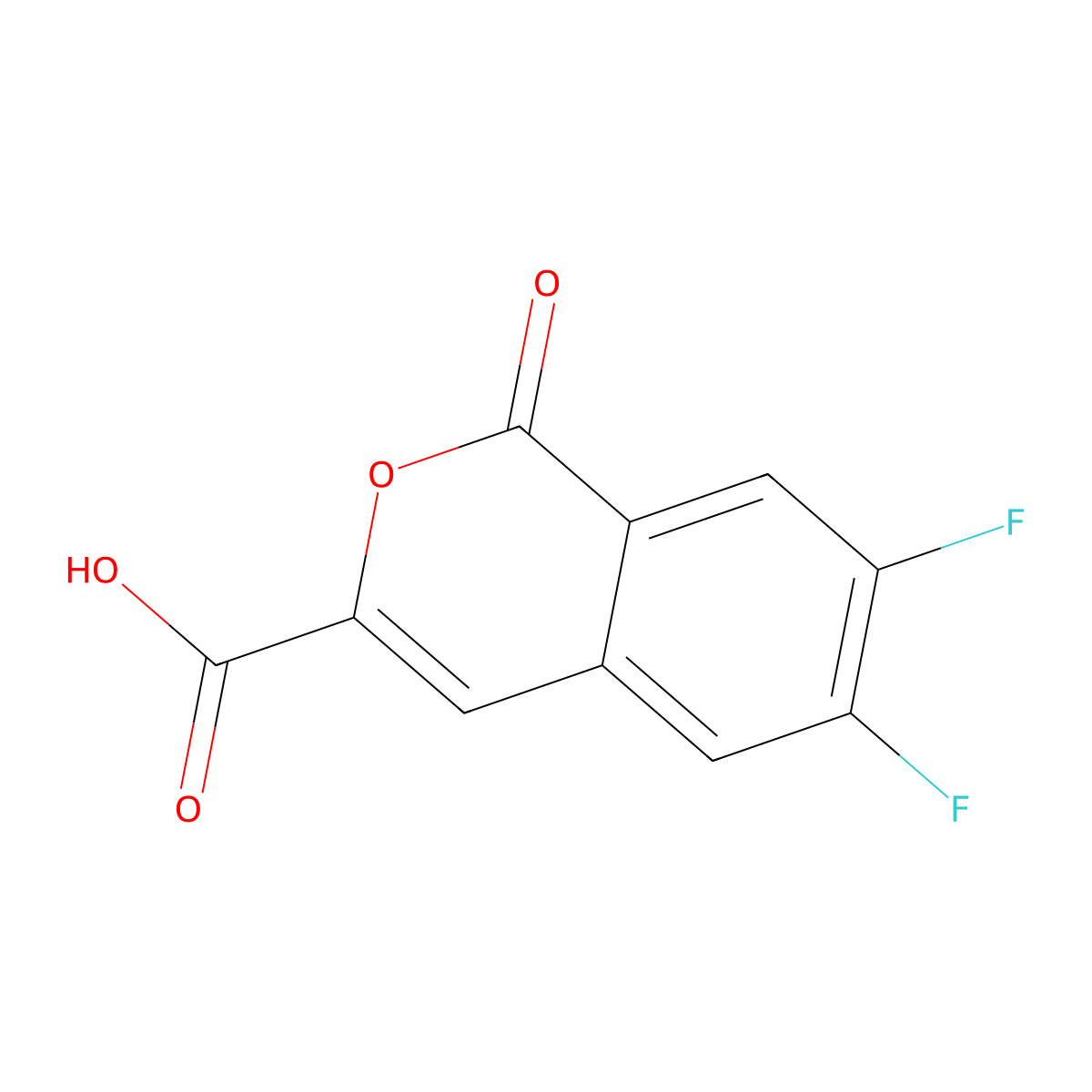 6,7-difluoro-1-oxo-1H-isochromene-3-carboxylic acid molecular structure, CAS 1598281-98-1