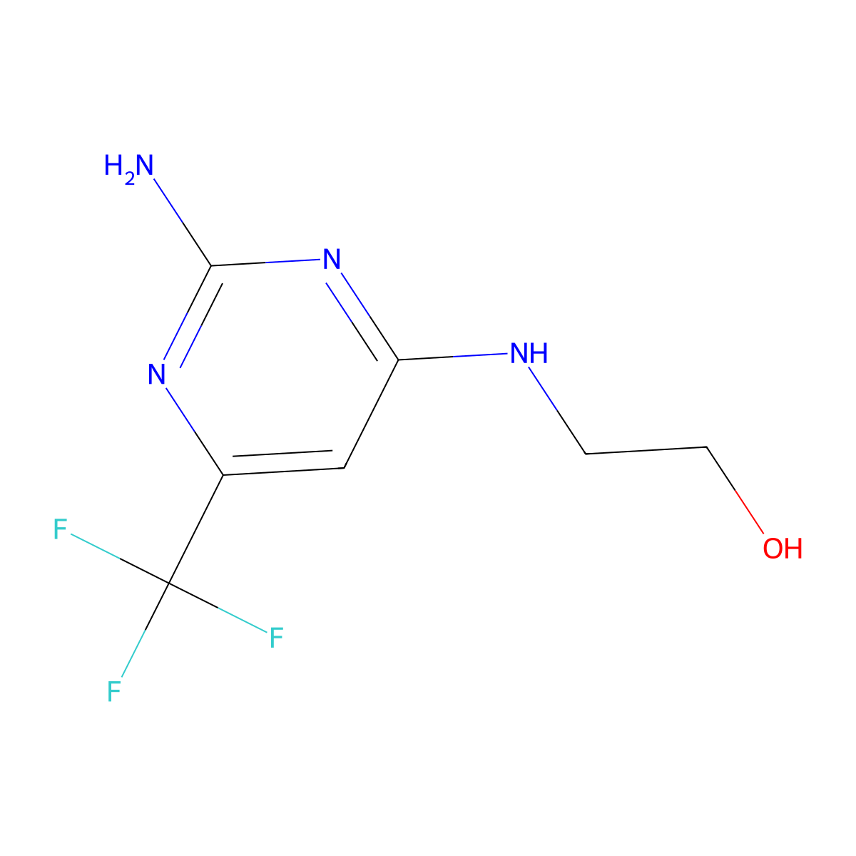 2-[[2-Amino-6-(trifluoromethyl)pyrimidin-4-yl]amino]ethanol molecular structure, CAS 1598288-56-2