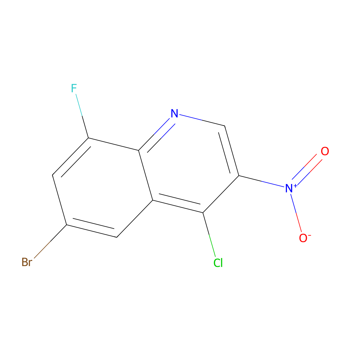 6-Bromo-4-chloro-8-fluoro-3-nitroquinoline molecular structure, CAS 1598291-67-8