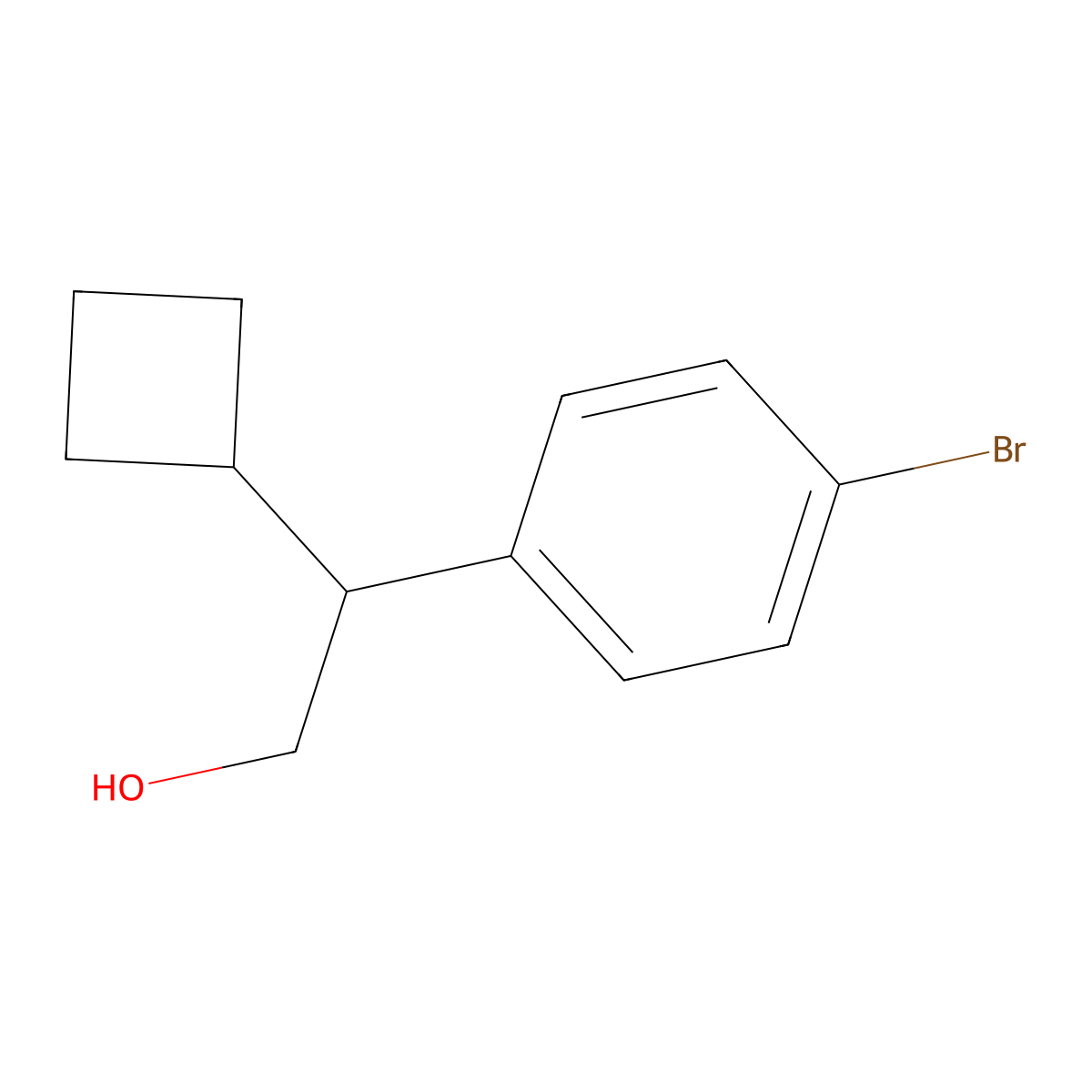 2-(4-Bromophenyl)-2-cyclobutylethan-1-ol molecular structure, CAS 1598291-96-3