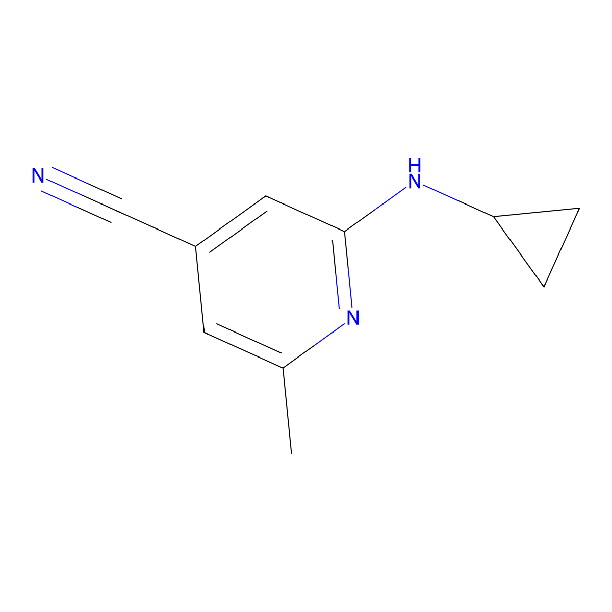 2-(Cyclopropylamino)-6-methylpyridine-4-carbonitrile molecular structure, CAS 1598324-12-9