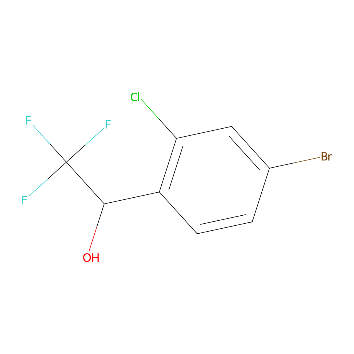 1-(4-Bromo-2-chlorophenyl)-2,2,2-trifluoroethan-1-ol molecular structure, CAS 1598355-16-8