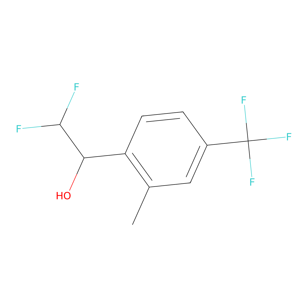 2,2-Difluoro-1-[2-methyl-4-(trifluoromethyl)phenyl]ethan-1-ol molecular structure, CAS 1598356-25-2