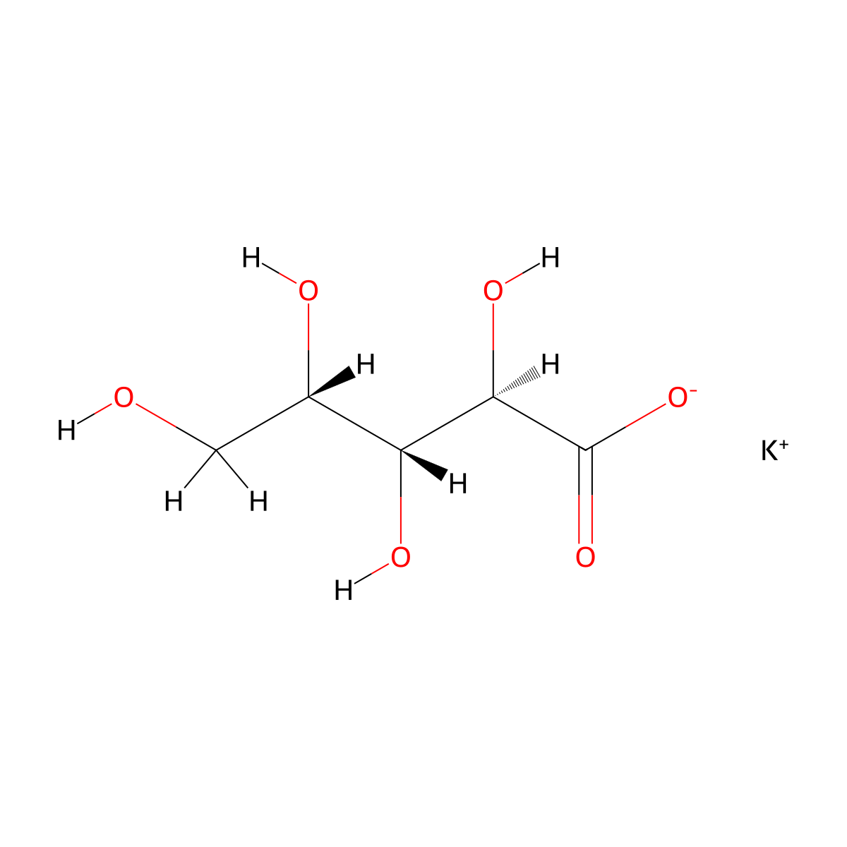 Potassium (2R,3R,4S)-2,3,4,5-tetrahydroxypentanoate molecular structure, CAS 159837-99-7