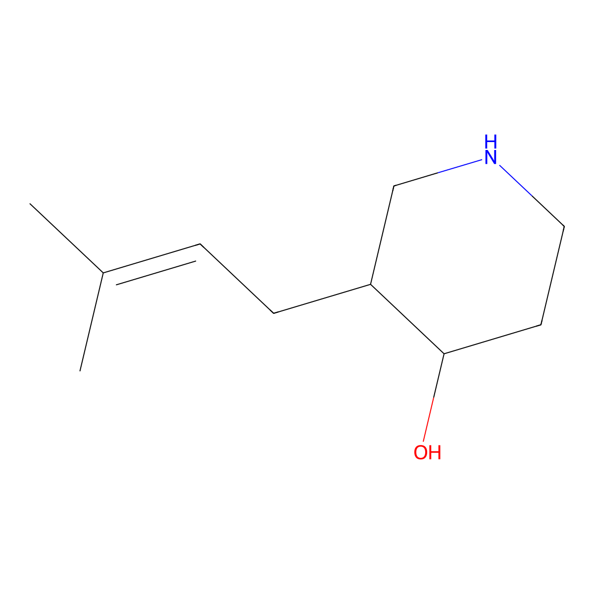 3-(3-Methylbut-2-en-1-yl)piperidin-4-ol molecular structure, CAS 1598375-68-8