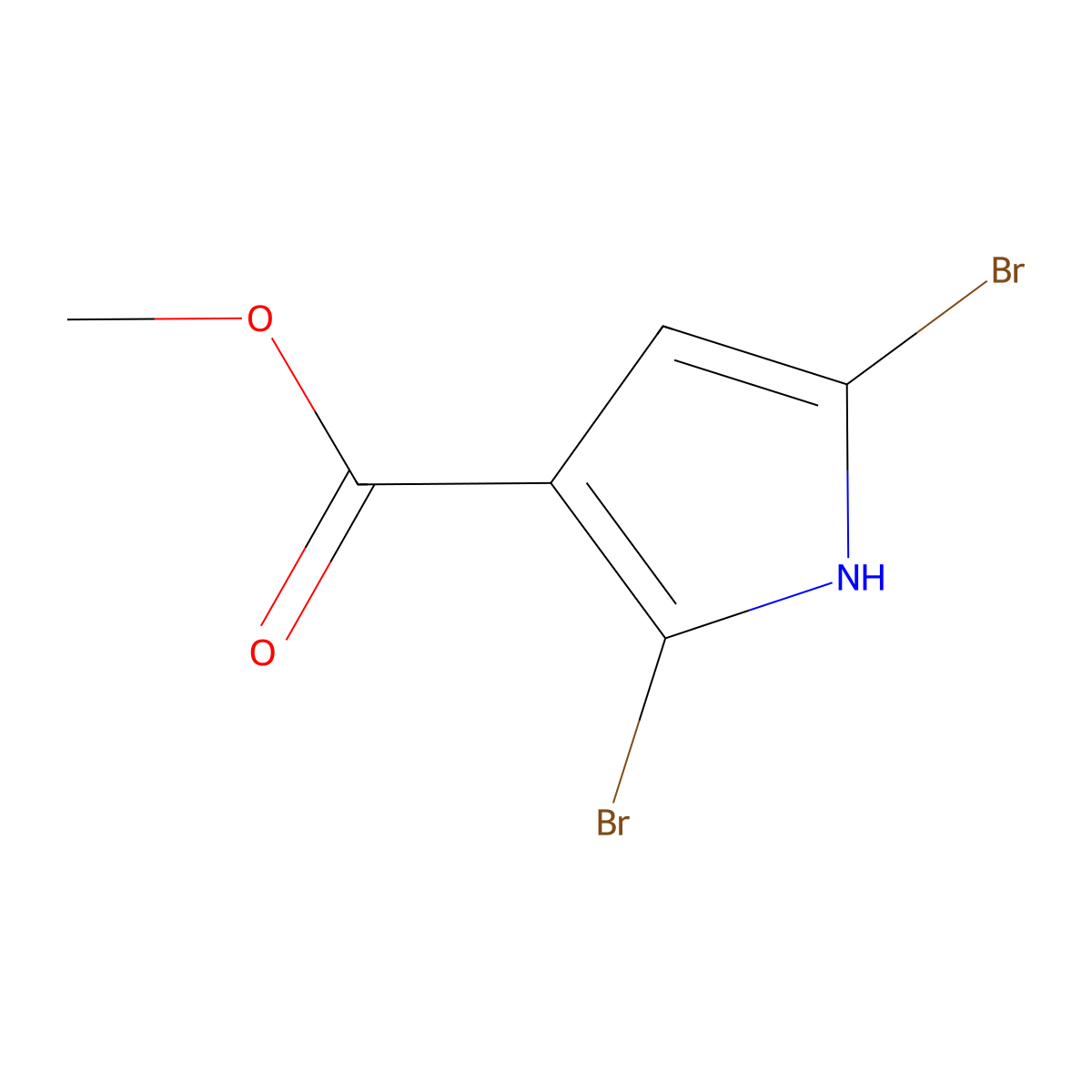 Methyl 2,5-dibromo-1H-pyrrole-3-carboxylate molecular structure, CAS 1598381-37-3