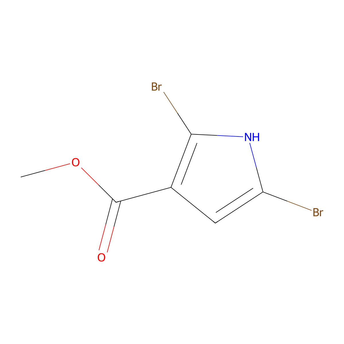 Methyl 2,5-dibromo-1H-pyrrole-3-carboxylate molecular structure, CAS 1598381-37-3