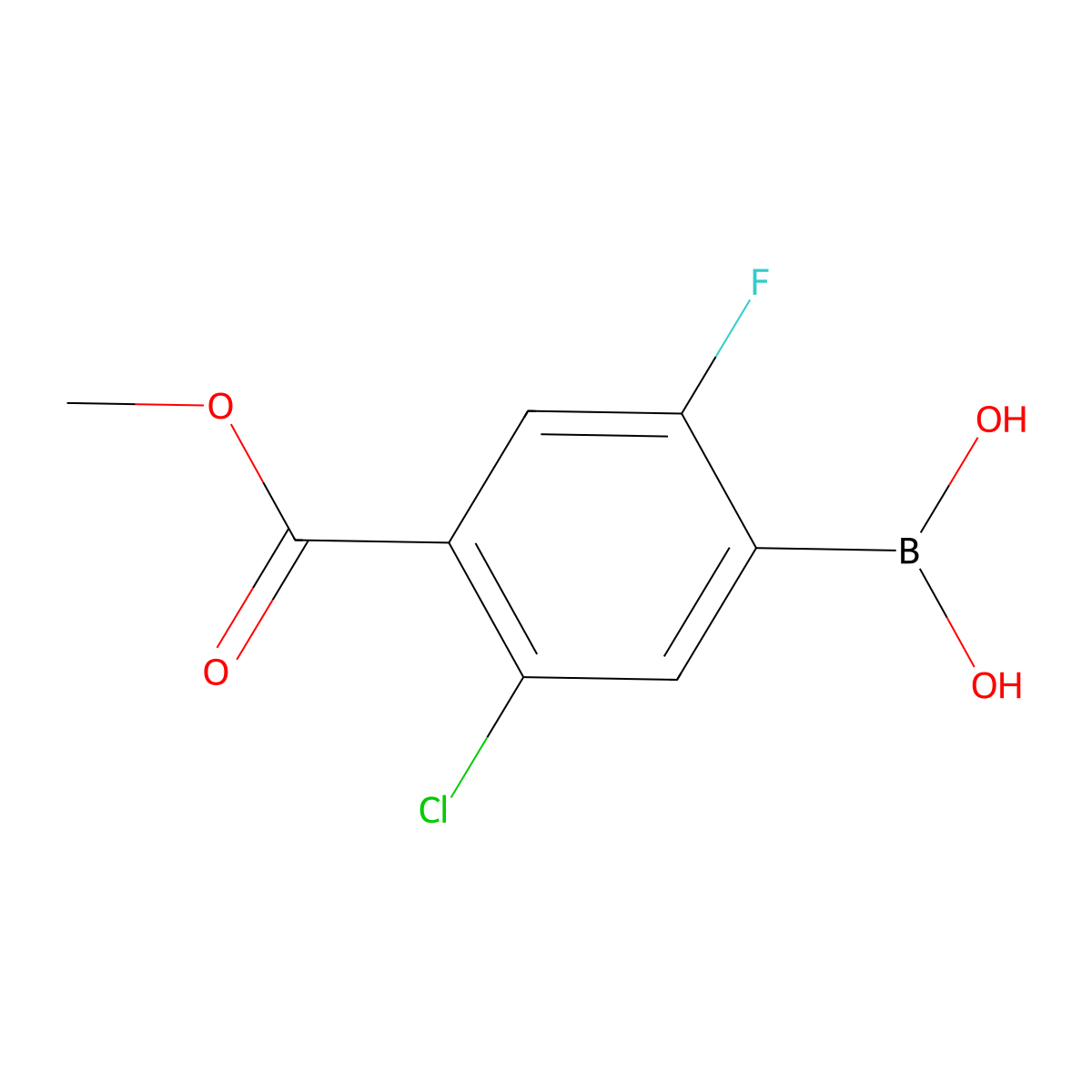 [5-Chloro-2-fluoro-4-(methoxycarbonyl)phenyl]boronic acid molecular structure, CAS 1598387-75-7