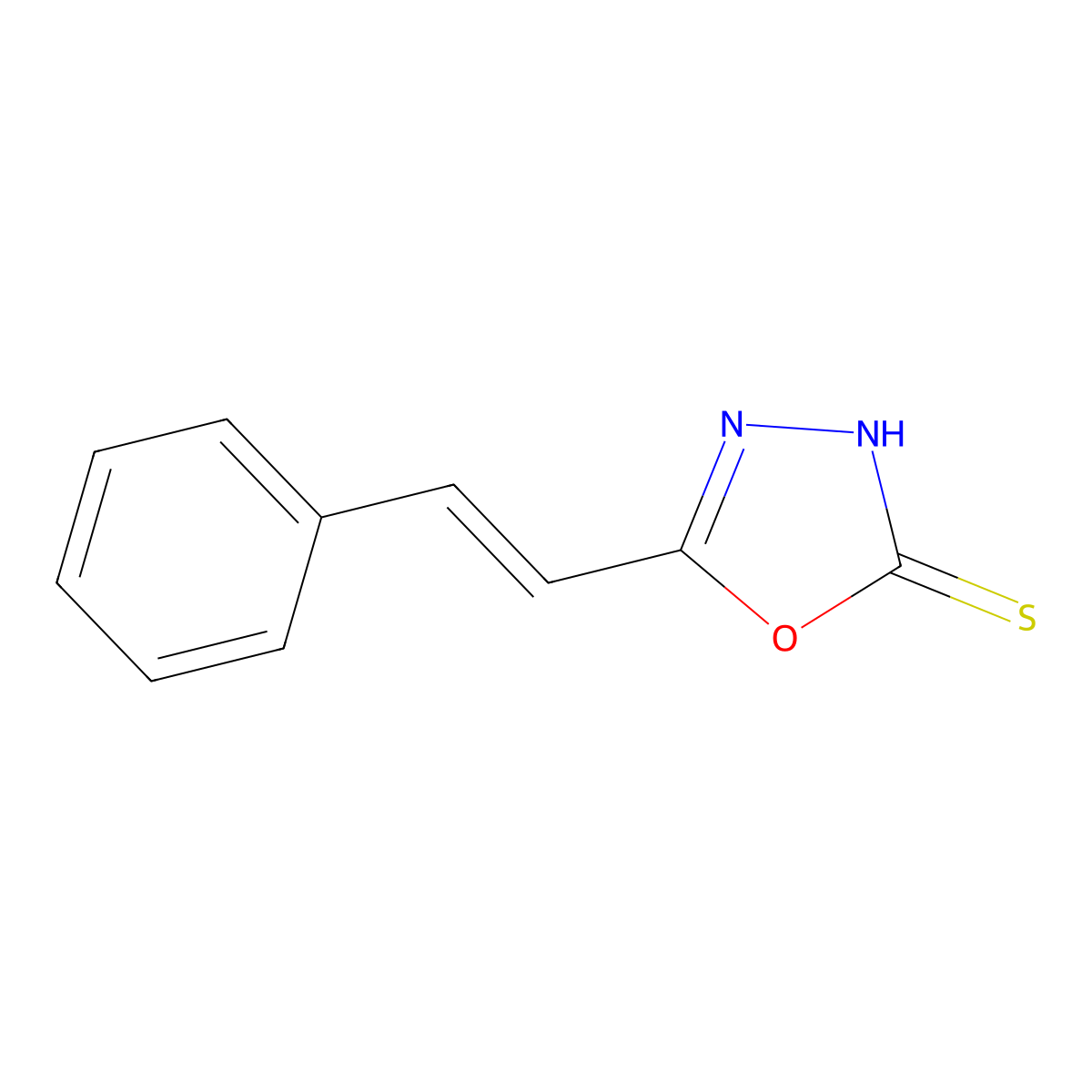 5-[(E)-2-phenylethenyl]-1,3,4-oxadiazol-2-ylhydrosulfide molecular structure, CAS 1598405-68-5