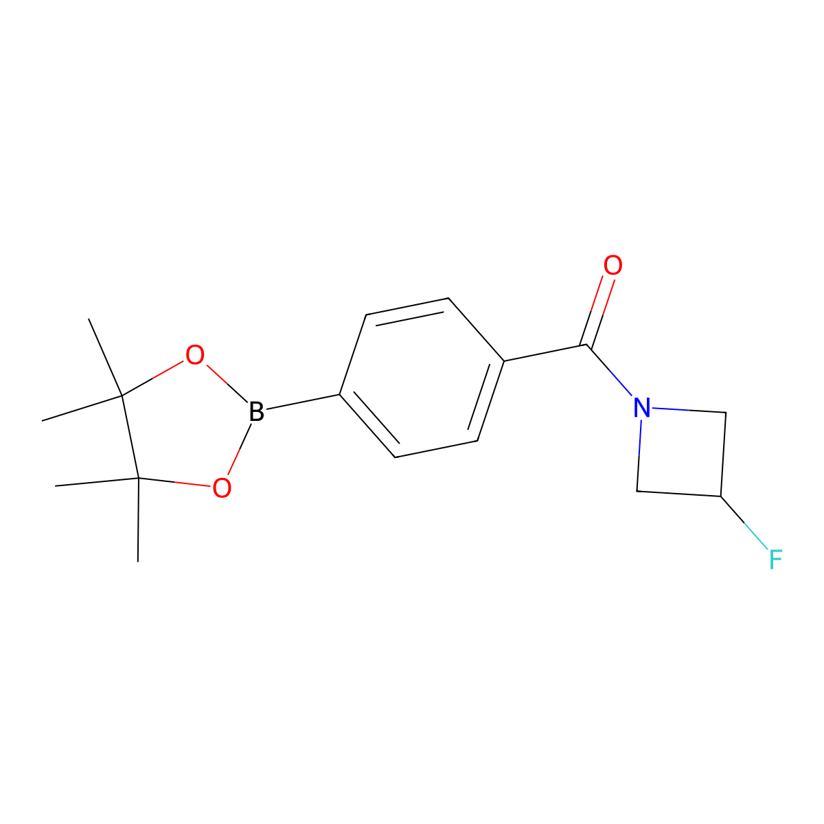 (3-Fluoroazetidin-1-yl)(4-(4,4,5,5-tetramethyl-1,3,2-dioxaborolan-2-yl)phenyl)methanone molecular structure, CAS 1598406-42-8