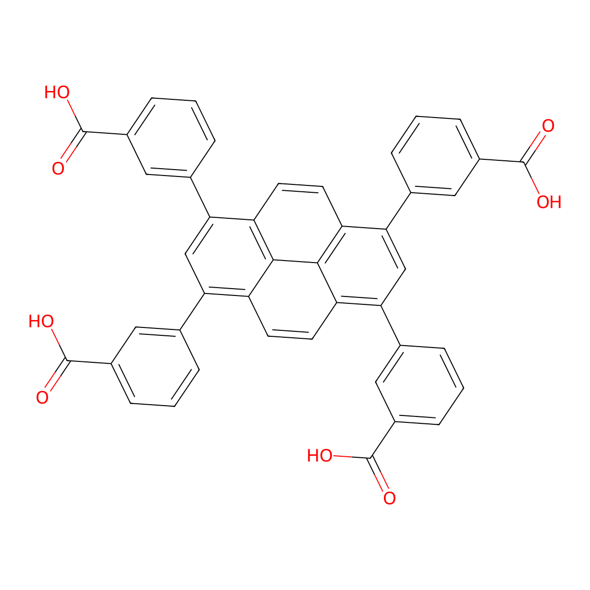 3,3',3'',3'''-(1,3,6,8-Pyrenetetrayl)tetrakis[benzoic acid] molecular structure, CAS 1598415-56-5