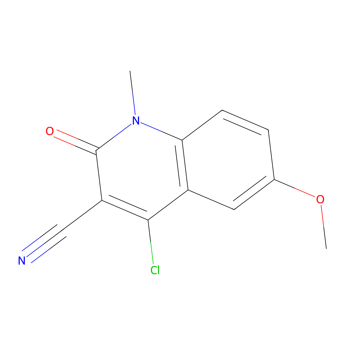 4-Chloro-6-methoxy-1-methyl-2-oxo-1,2-dihydroquinoline-3-carbonitrile molecular structure, CAS 1598417-48-1