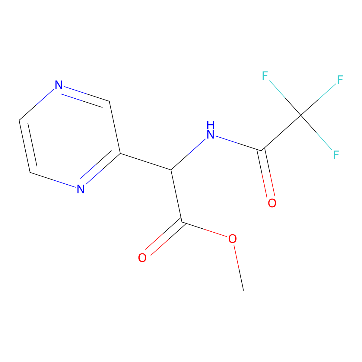Methyl alpha-[(2,2,2-trifluoroacetyl)amino]-2-pyrazineacetate molecular structure, CAS 1598419-90-9