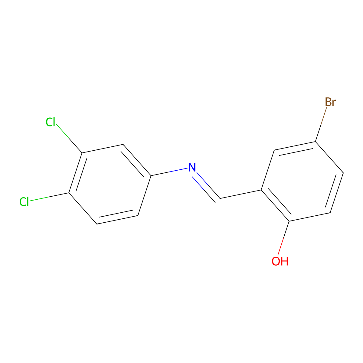 4-bromo-2-{(E)-[(3,4-dichlorophenyl)imino]methyl}phenol molecular structure, CAS 1598429-04-9
