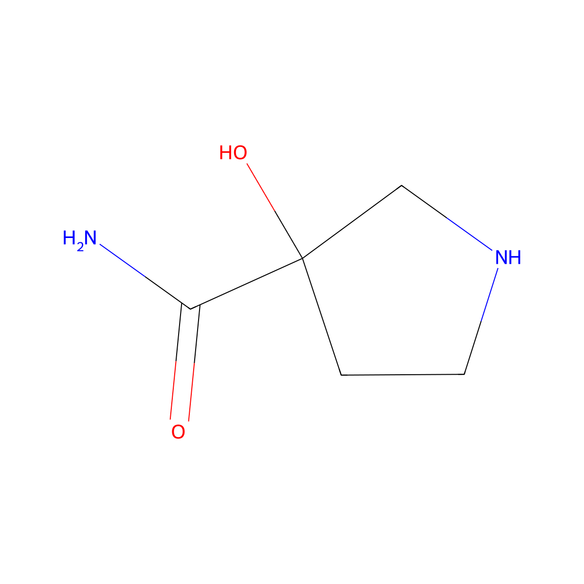3-Hydroxypyrrolidine-3-carboxamide molecular structure, CAS 1598431-08-3