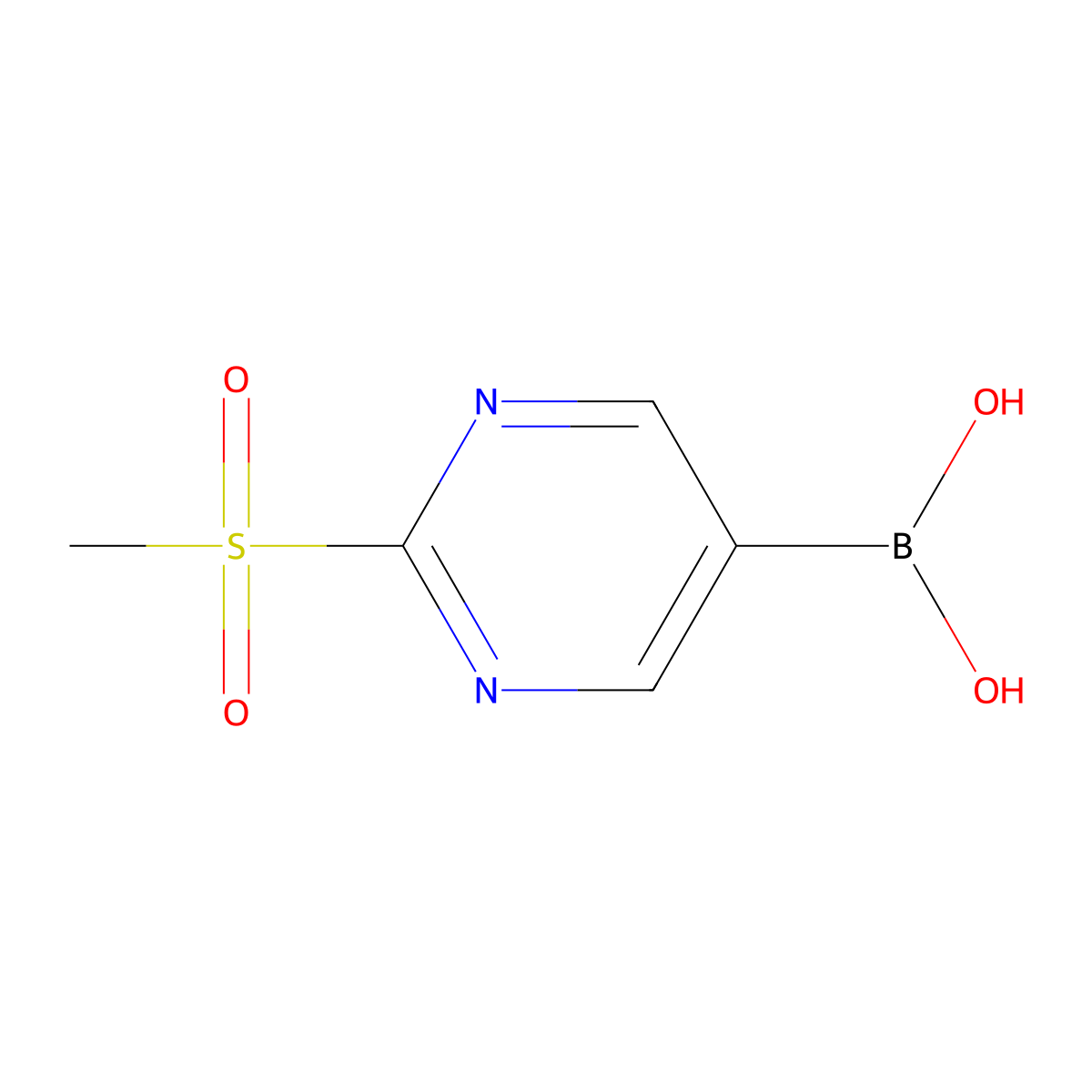 (2-(Methylsulfonyl)pyrimidin-5-yl)boronic acid molecular structure, CAS 1598437-41-2