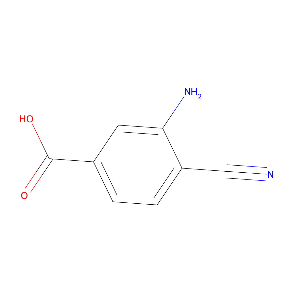3-Amino-4-cyanobenzoic acid molecular structure, CAS 159847-71-9