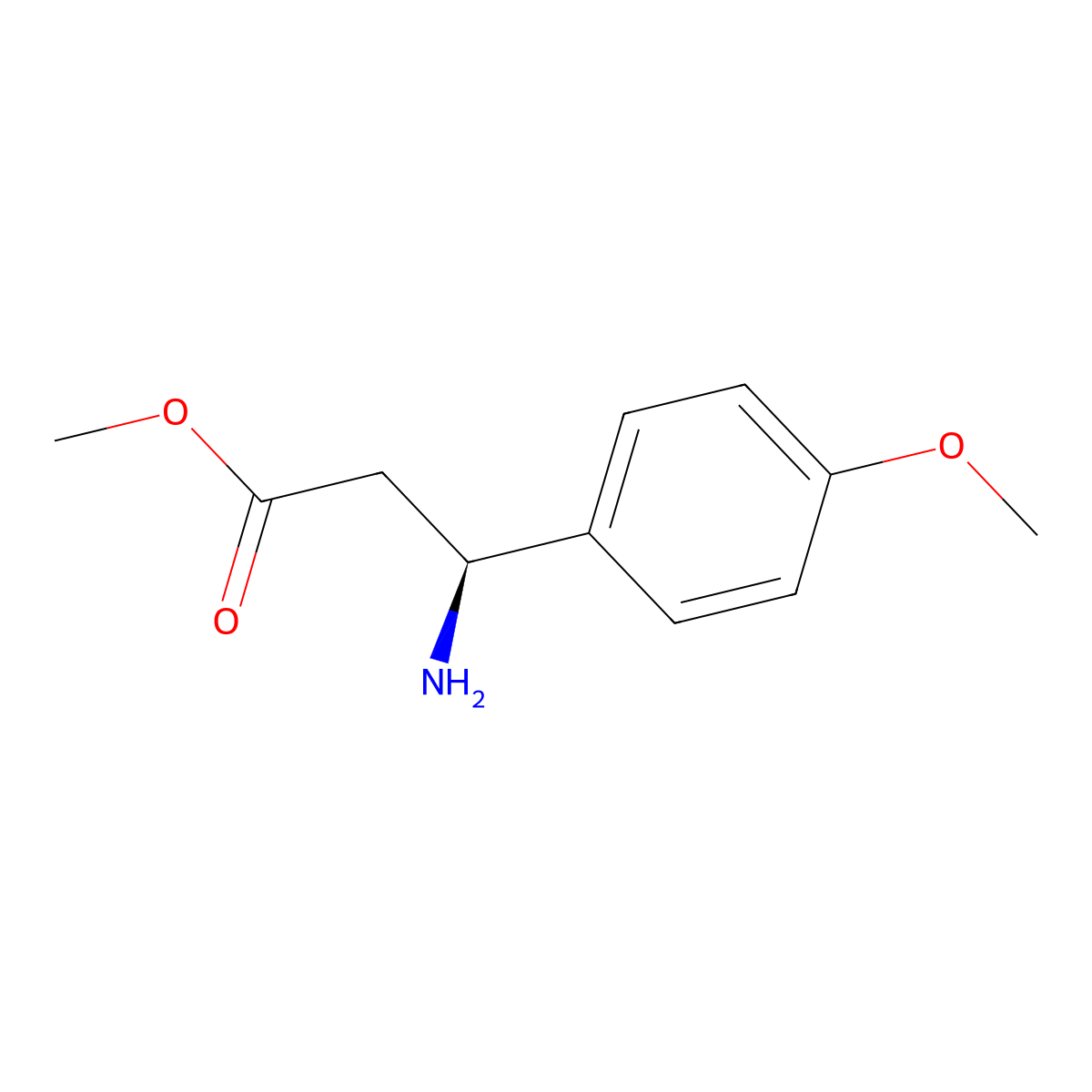 (S)-Methyl 3-Amino-3-(4-methoxyphenyl)-propanoate molecular structure, CAS 159848-76-7