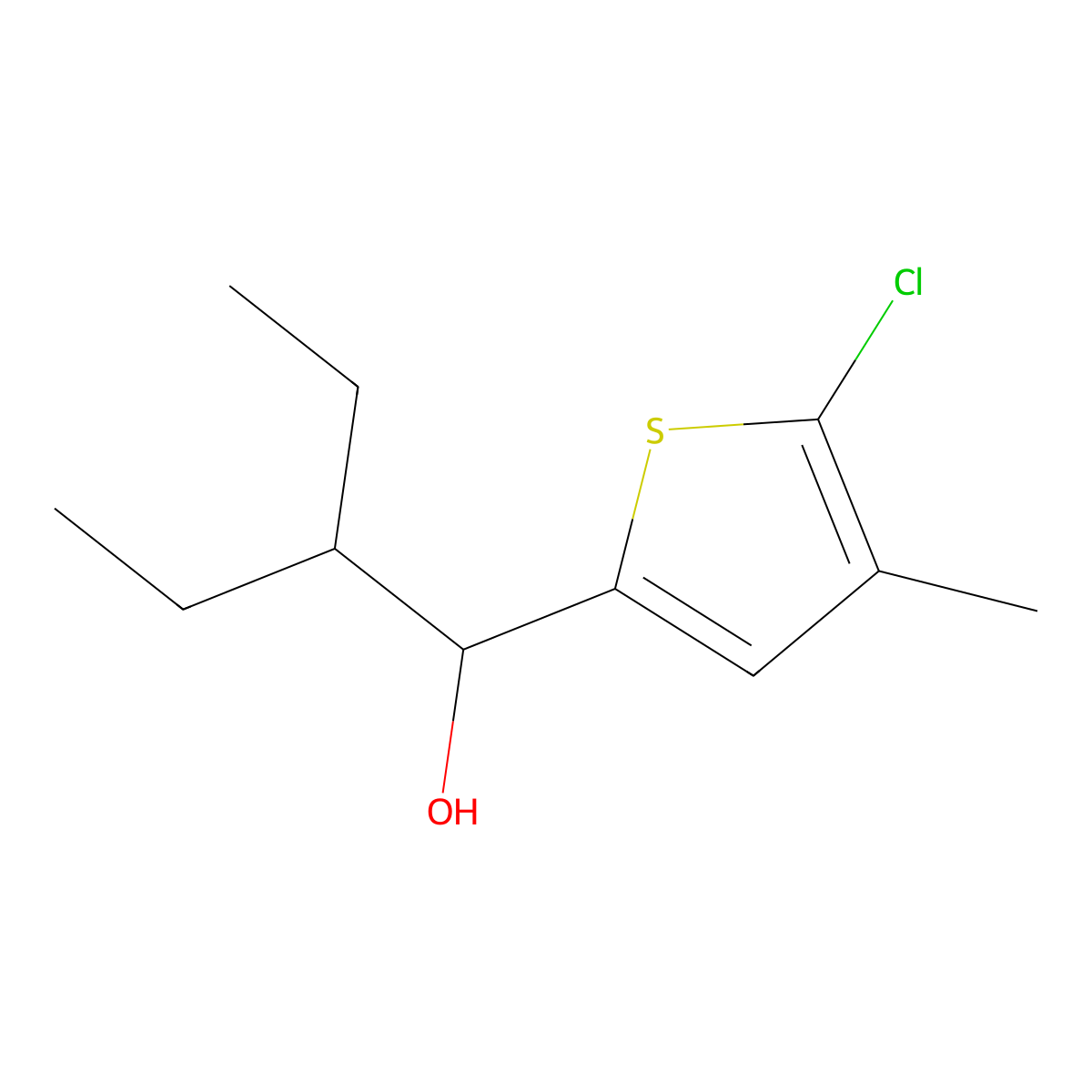 1-(5-Chloro-4-methylthiophen-2-yl)-2-ethylbutan-1-ol molecular structure, CAS 1598484-34-4
