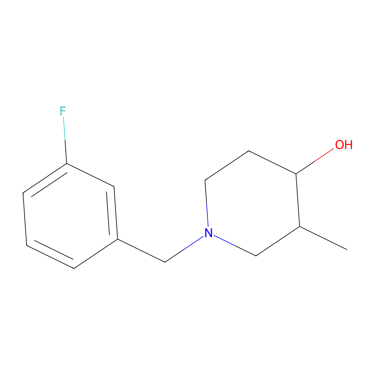 1-(3-Fluorobenzyl)-3-methylpiperidin-4-ol molecular structure, CAS 1598485-56-3