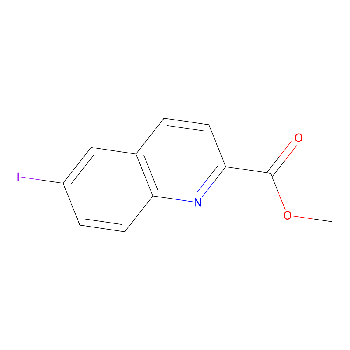 Methyl 6-iodoquinoline-2-carboxylate molecular structure, CAS 1598490-95-9