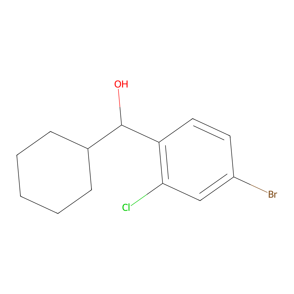 4-Bromo-2-chloro-alpha-cyclohexylbenZenemethanol molecular structure, CAS 1598494-49-5