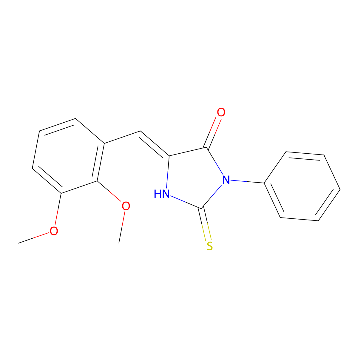 (5E)-5-(2,3-dimethoxybenzylidene)-2-mercapto-3-phenyl-3,5-dihydro-4H-imidazol-4-one molecular structure, CAS 15985-19-0