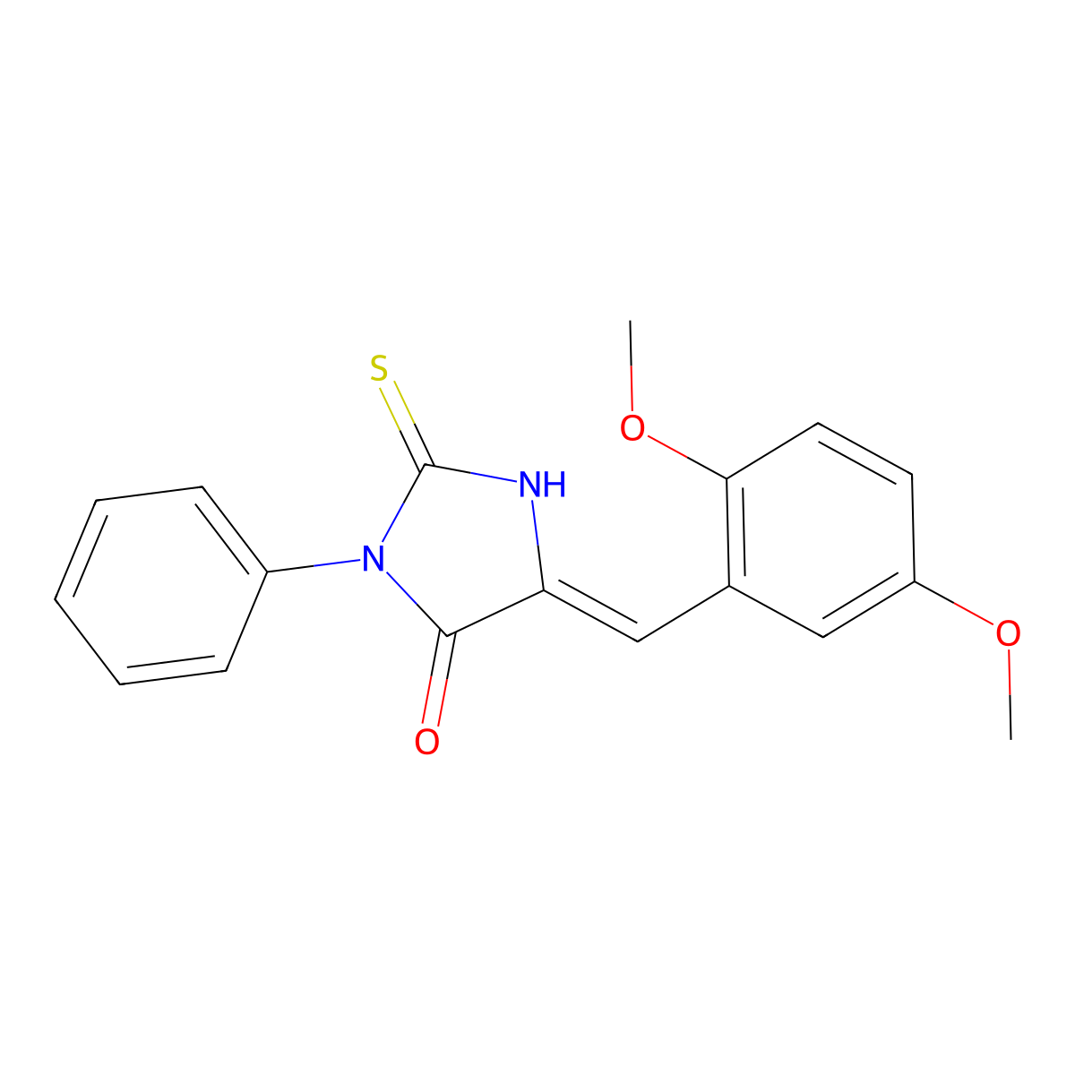5-[(2,5-Dimethoxyphenyl)methylidene]-3-phenyl-2-sulfanylideneimidazolidin-4-one molecular structure, CAS 15985-21-4