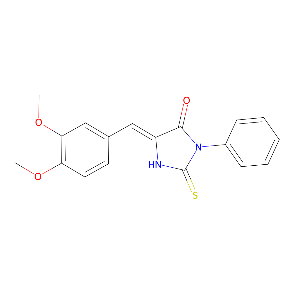 5-[(3,4-Dimethoxyphenyl)methylidene]-3-phenyl-2-sulfanylideneimidazolidin-4-one molecular structure, CAS 15985-25-8