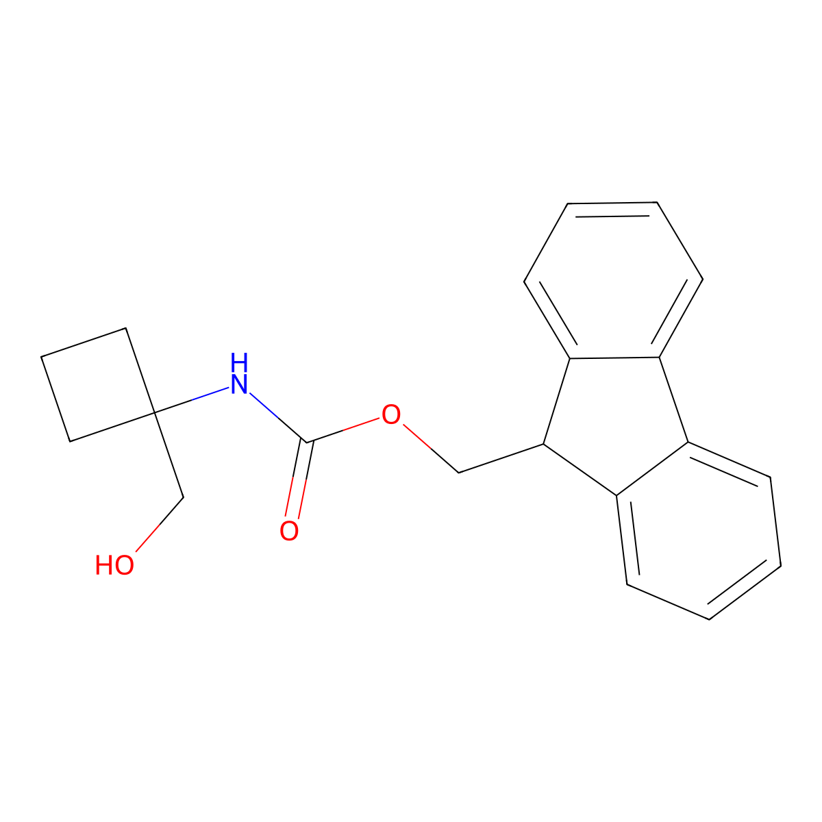 (9H-fluoren-9-yl)methyl N-[1-(hydroxymethyl)cyclobutyl]carbamate molecular structure, CAS 1598504-43-8