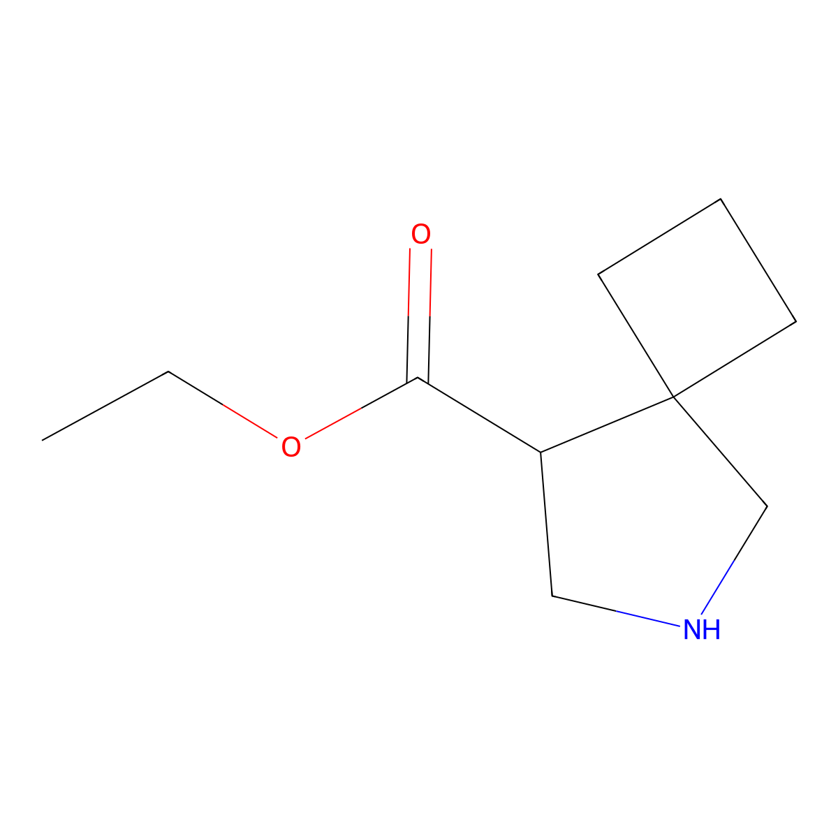 Ethyl 6-azaspiro[3.4]octane-8-carboxylate molecular structure, CAS 1598505-13-5