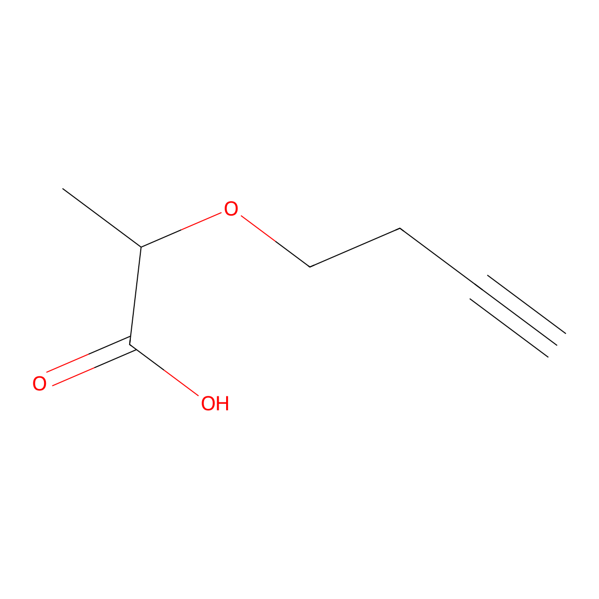 2-(But-3-yn-1-yloxy)propanoic acid molecular structure, CAS 1598523-19-3