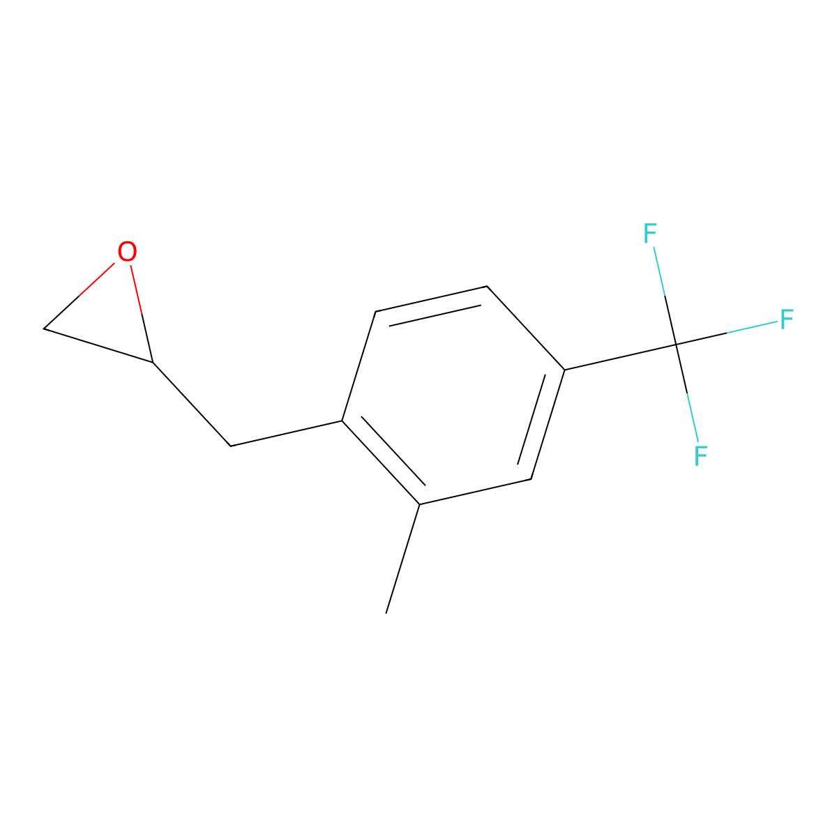 2-{[2-Methyl-4-(trifluoromethyl)phenyl]methyl}oxirane molecular structure, CAS 1598524-48-1