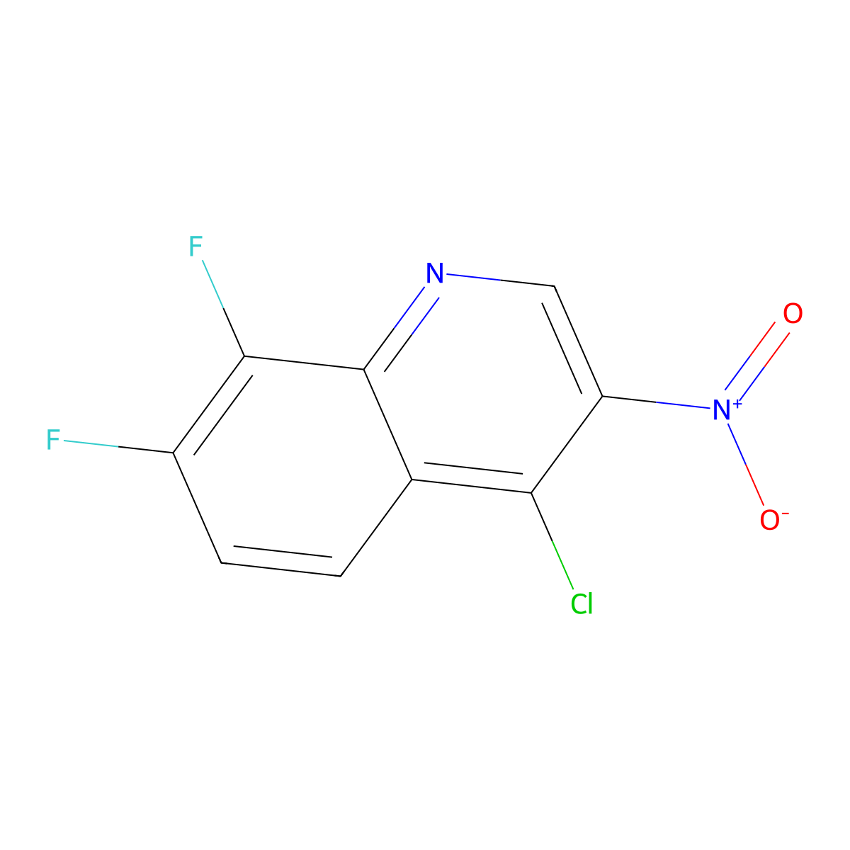 4-Chloro-7,8-difluoro-3-nitroquinoline molecular structure, CAS 1598525-71-3