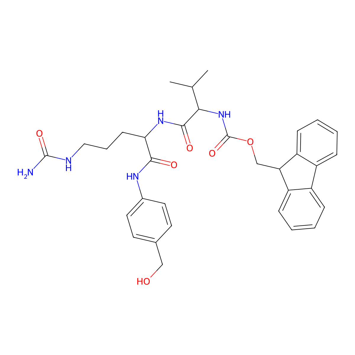 Fmoc-Val-Cit-PAB molecular structure, CAS 159858-22-7