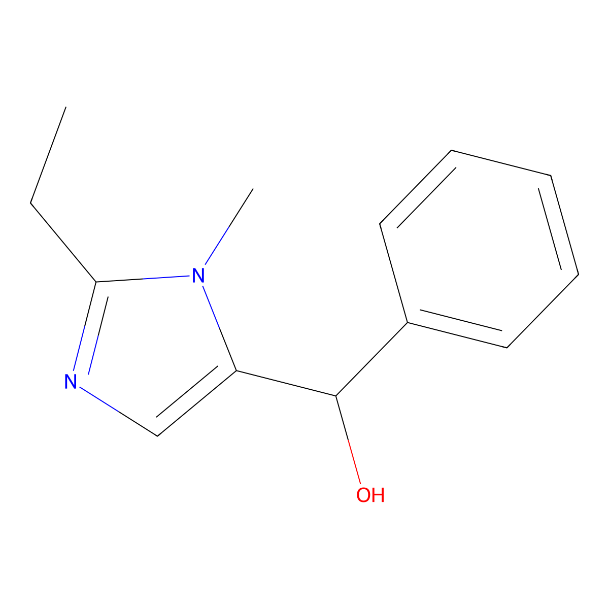 (2-ethyl-1-methyl-1H-imidazol-5-yl)(phenyl)methanol molecular structure, CAS 159859-12-8