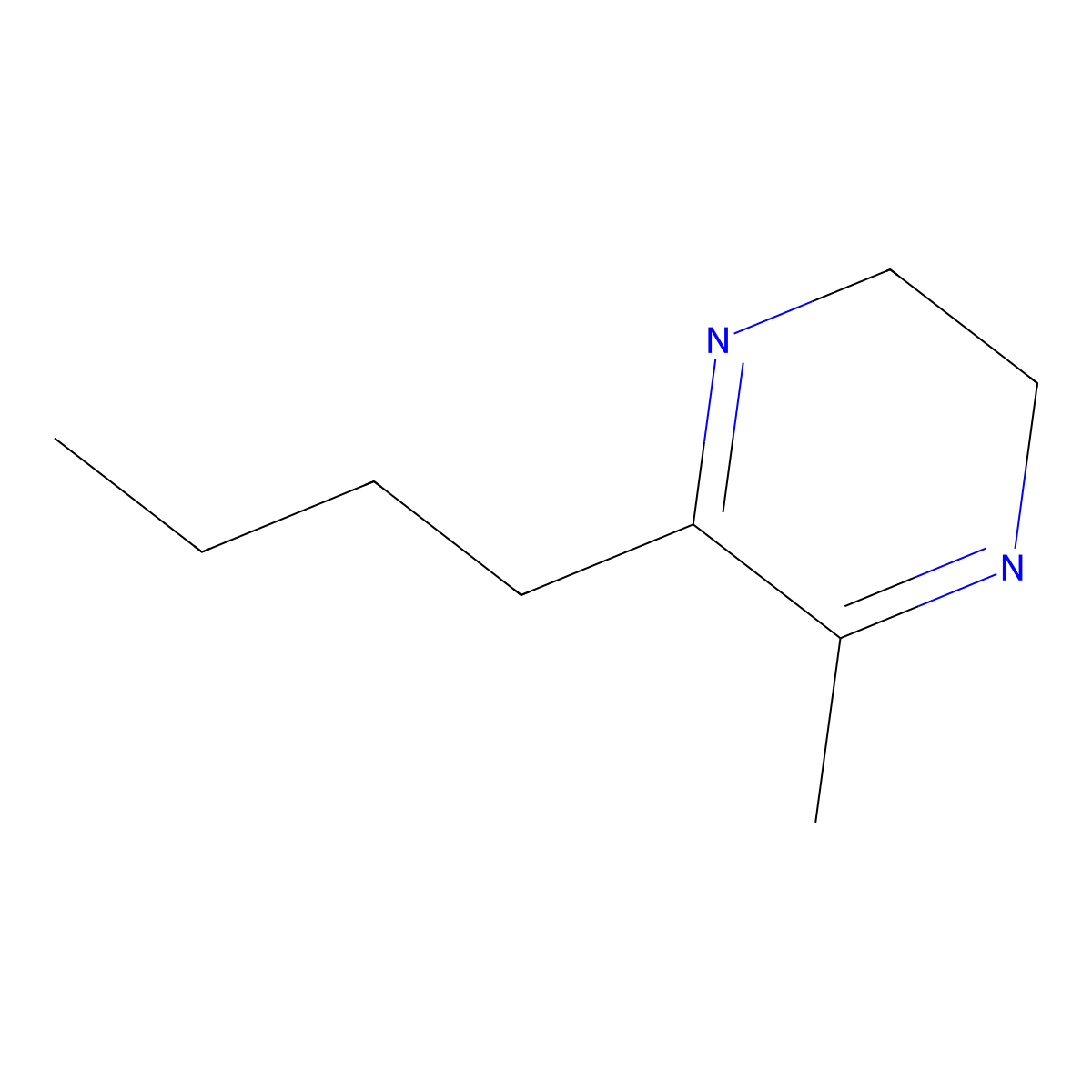 2-Butyl-5,6-dihydro-3-methylpyrazine molecular structure, CAS 15986-96-6