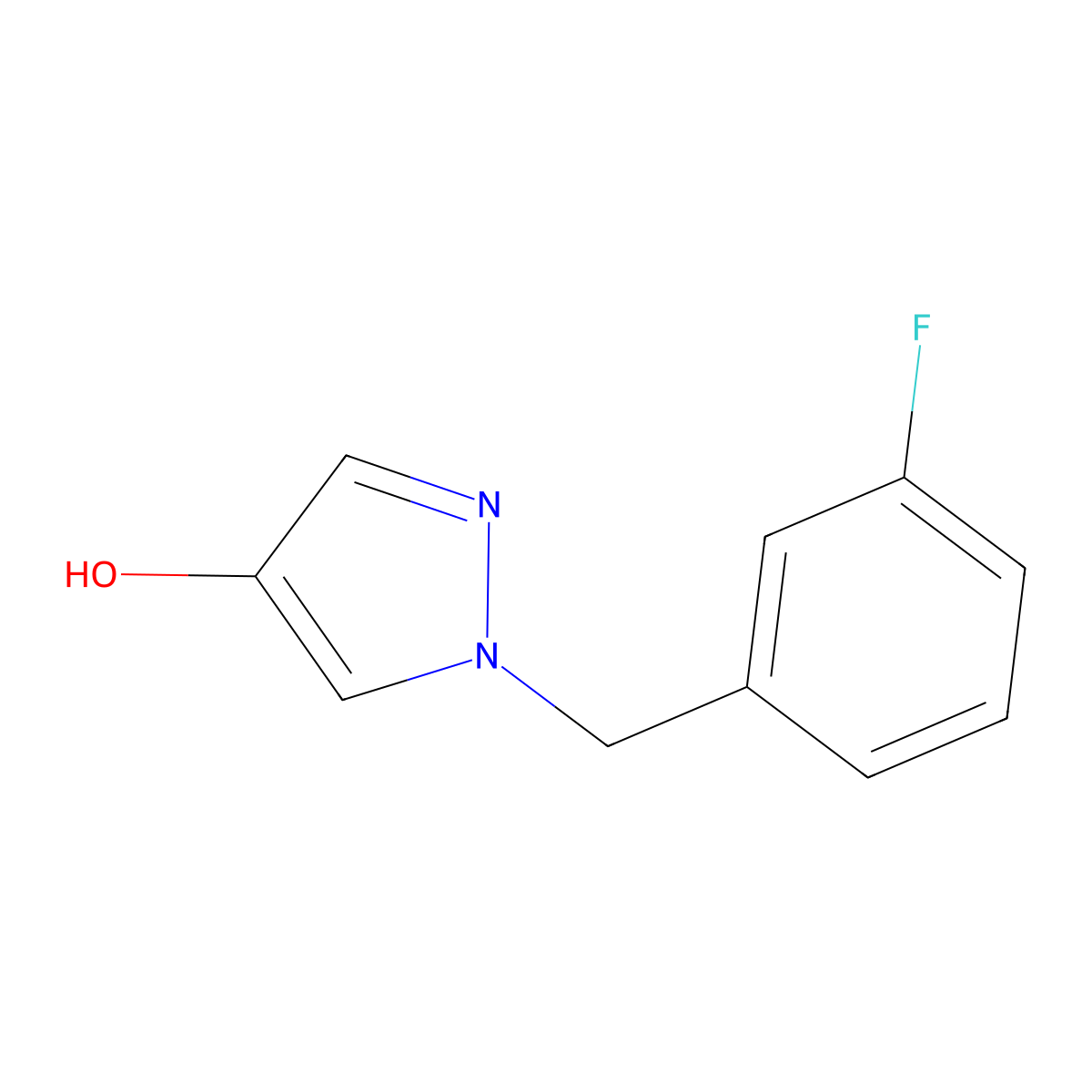 1-[(3-fluorophenyl)methyl]-1H-pyrazol-4-ol molecular structure, CAS 1598633-14-7